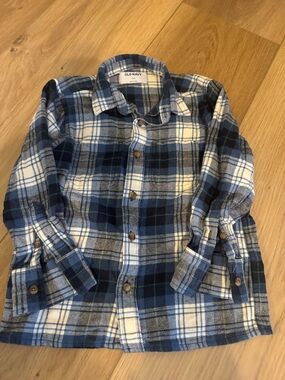 Old Navy Blue & White Plaid Flannel Shirt